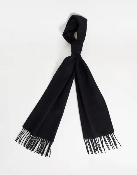 Черный шарф из смесовой овечьей шерсти ASOS DESIGN-Черный цвет