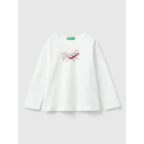 Лонгслив UNITED COLORS OF BENETTON, размер 110 (XS), белый