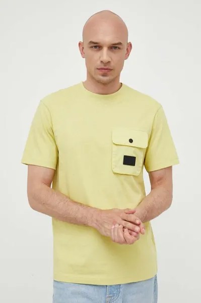 Хлопковая футболка Calvin Klein Jeans, желтый