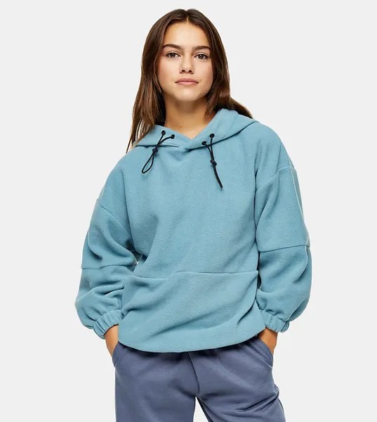 Флисовый oversized-худи синего цвета Topshop Petite-Голубой