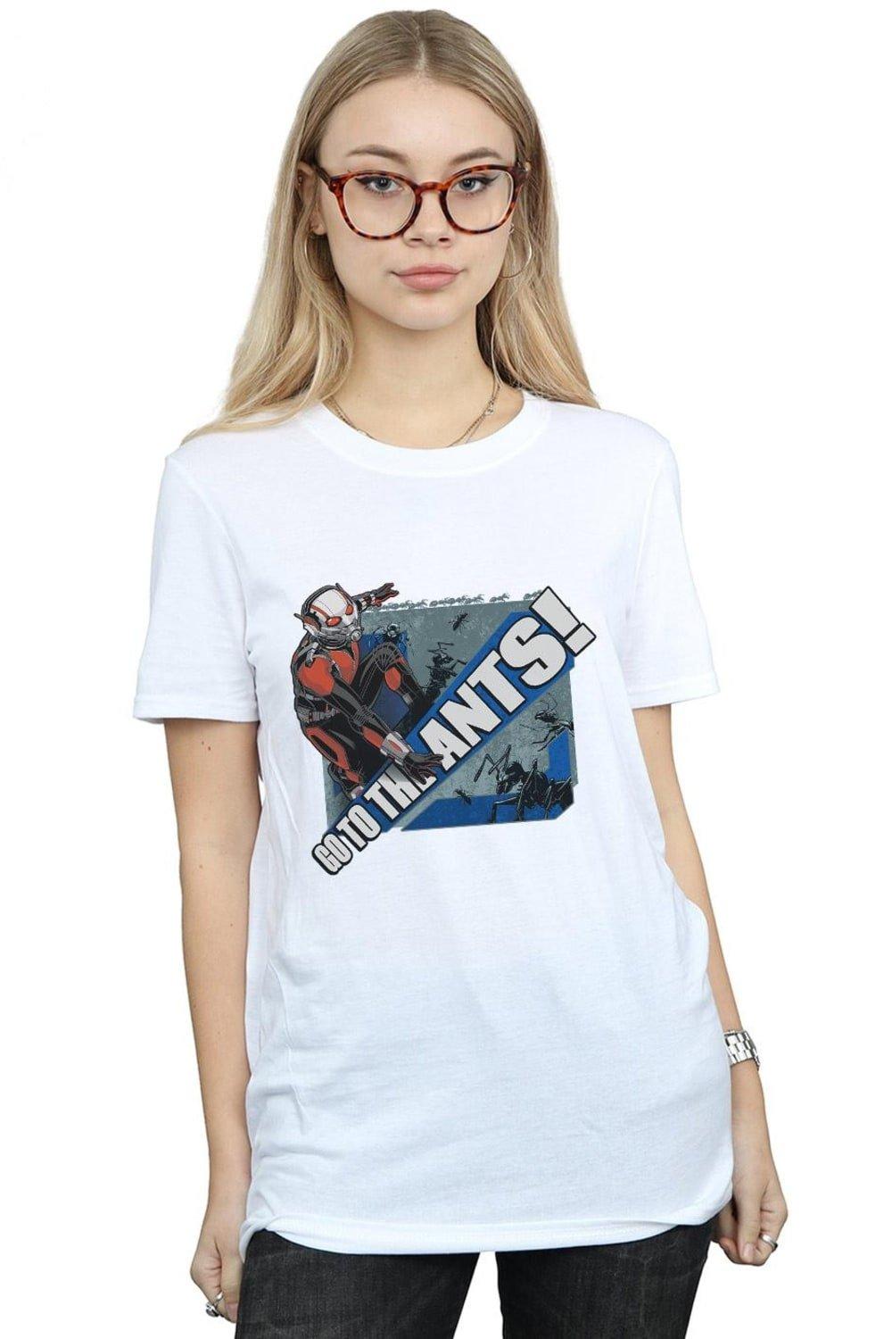 Хлопковая футболка бойфренда Ant-Man Go To The Ants Marvel, белый