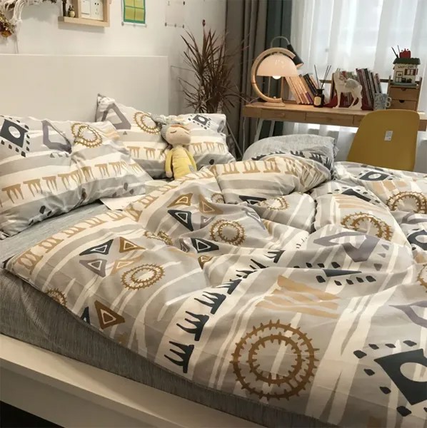 Куртка с модным геометрическим постельное белье для мальчиков с рисунком «человек, 1,2 1,5 1,8 2,0 Хлопок Твин домашний текстиль простыня наволоч...