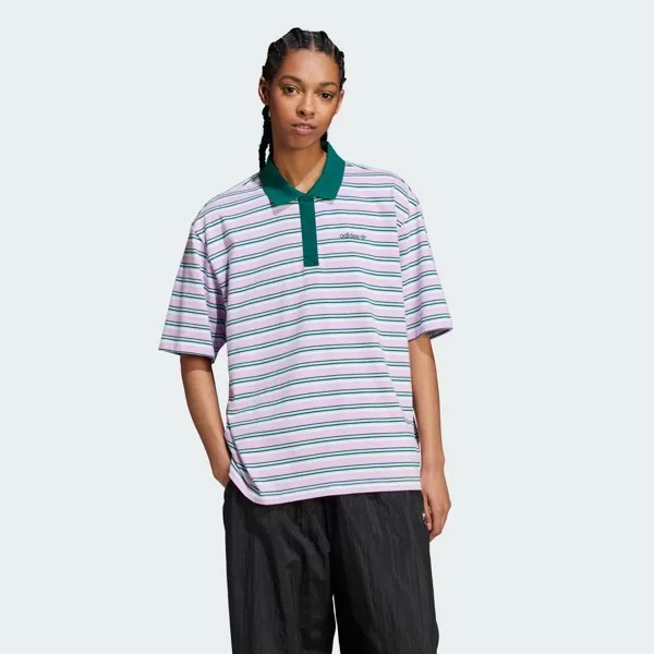 Рубашка-поло в полоску оверсайз в стиле 80-х Adidas, цвет Multicolor/Bliss Lilac