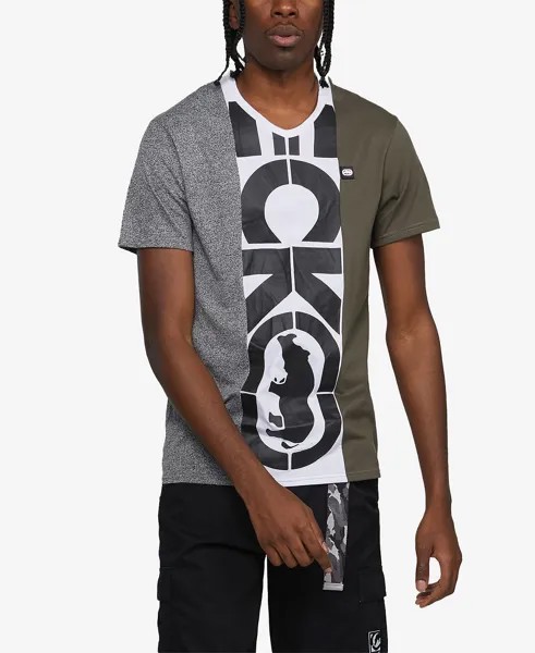 Мужская футболка с коротким рукавом и центральным репсом с v-образным вырезом Ecko Unltd, черный