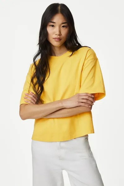 Свободная футболка с овальным вырезом Marks & Spencer, желтый