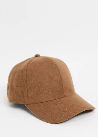 Бежевая бейсболка из мельтона ASOS DESIGN-Коричневый цвет