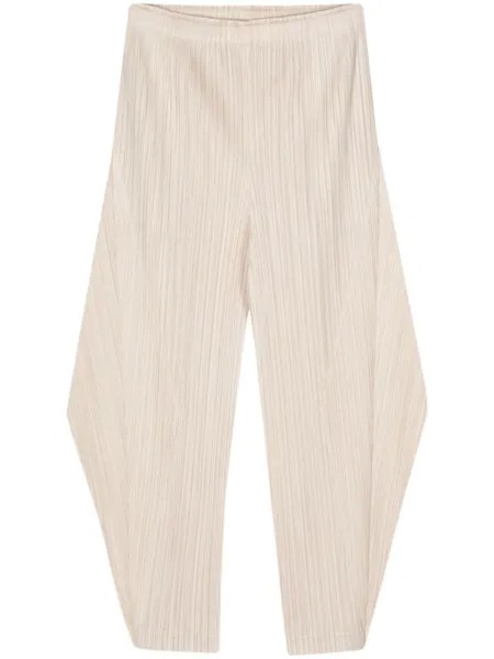 Pleats Please Issey Miyake укороченные брюки со складками, нейтральный цвет