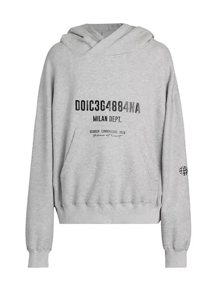 Толстовка оверсайз с потертым логотипом Dolce&Gabbana, серый