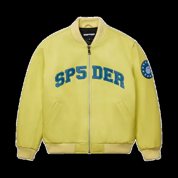 Куртка Sp5der Leather Logo Bomber 'Yellow', желтый