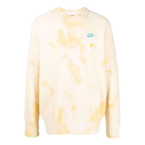 Толстовка Men's Nike Sportswear NSW Chest Brand Logo Embroidered Tie Dye Round Neck Pullover Long Sleeves Yellow, желтый