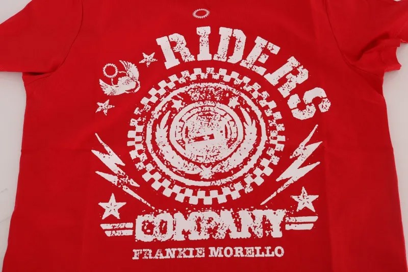 Мужская футболка Frankie Morello из хлопка RIDERS с круглым вырезом, красный