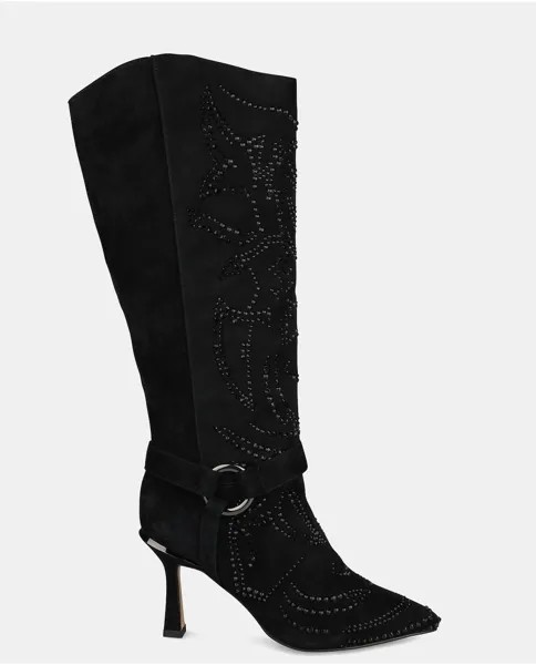 Женские кожаные ботинки на шпильке Alma en Pena, черный