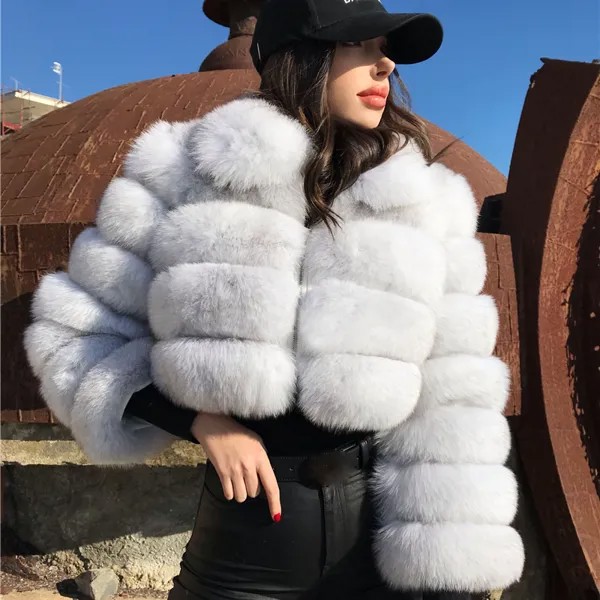 Короткие пальто из искусственного лисьего меха для женщин 2021 зимние модные куртки Пальто Длинные рукава пушистые особенно женская одежда