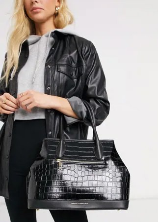 Черная сумка из искусственной кожи под крокодила French Connection-Черный цвет