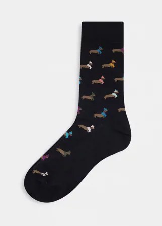 Черные носки с принтом собак Paul Smith-Черный
