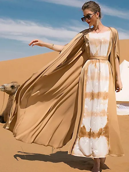 Марокканвечерние вечернее мусульманское платье, женские комплекты Abaya, 2 предмета, Eid Mubarak Дубай, Турция, ислам, caftans, длинное женское платье, к...