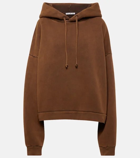 Укороченное худи из хлопка Acne Studios, коричневый