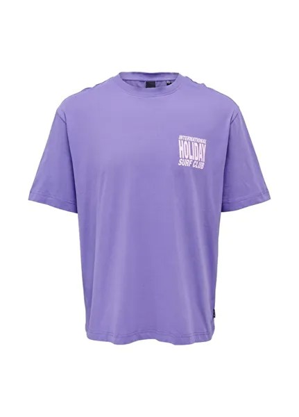 Фиолетовая мужская футболка с круглым вырезом и принтом Only & Sons
