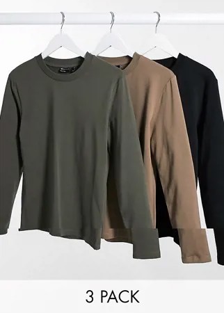 Облегающий лонгслив ASOS DESIGN - Комплект из 3 шт.-Мульти