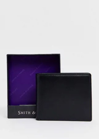 Кожаный бумажник с оранжевой подкладкой Smith & Canova-Черный