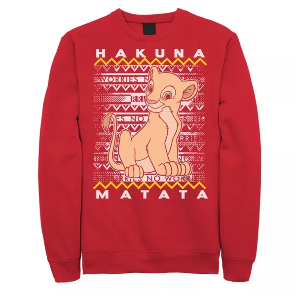 Мужской флисовый пуловер с рисунком Simba Ugly Christmas 's The Lion King Disney