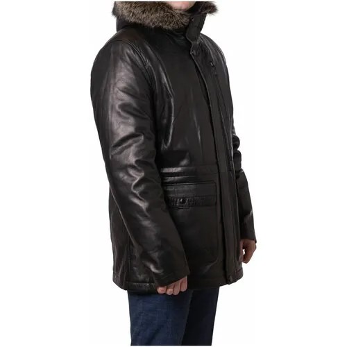 Кожаная куртка YIERMAN, размер 48, черный