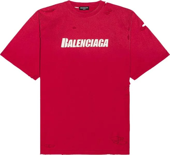 Футболка Balenciaga Boxy T-Shirt 'Raspberry/White', красный