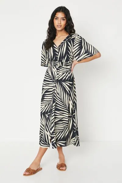 Платье миди на пуговицах с карманами и пуговицами Petite Palm Dorothy Perkins, черный