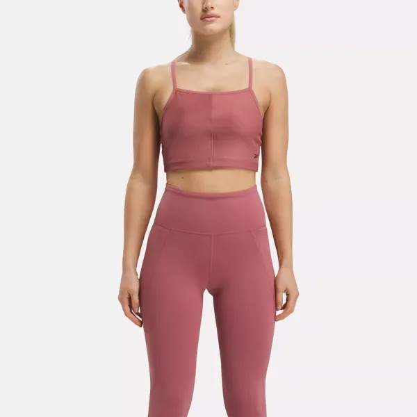 Укороченный топ в рубчик для йоги Performance Reebok, малиновый