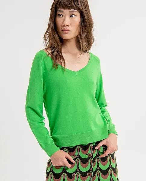 Базовый женский свитер с V-образным вырезом Surkana, зеленый