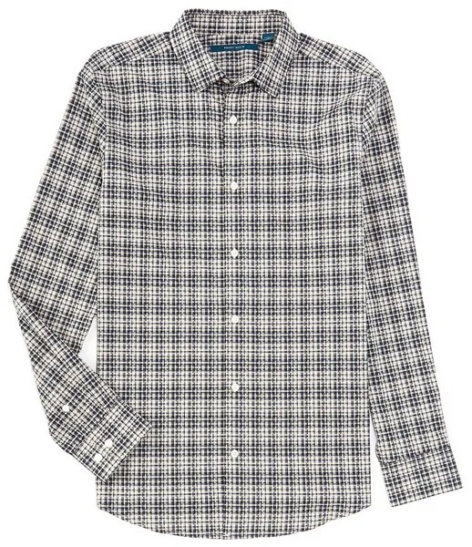 Рубашка в клетку Perry Ellis с длинными рукавами и пиксельной полоской, серый