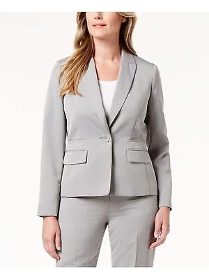 LE SUIT Женский серебристый пиджак в тонкую полоску на одной пуговице Размер: 8