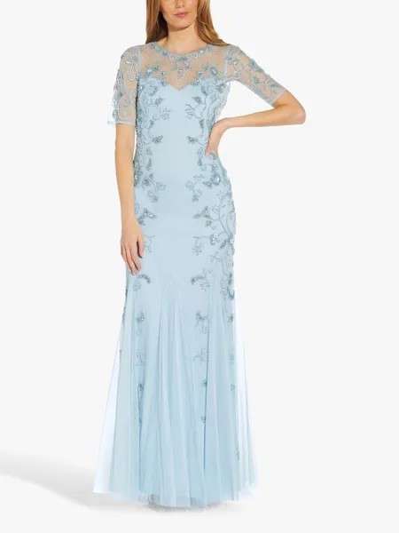 Платье макси Adrianna Papell, расшитое бисером, Elegant Sky