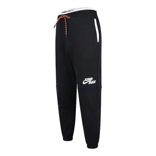 Спортивные штаны Men's Air Jordan Logo Printing Knit Fleece Lined Stay Warm Bundle Feet Sports Pants/Trousers/Joggers Black, черный