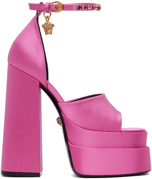 Розовые босоножки на каблуке Medusa Aevitas на платформе Versace