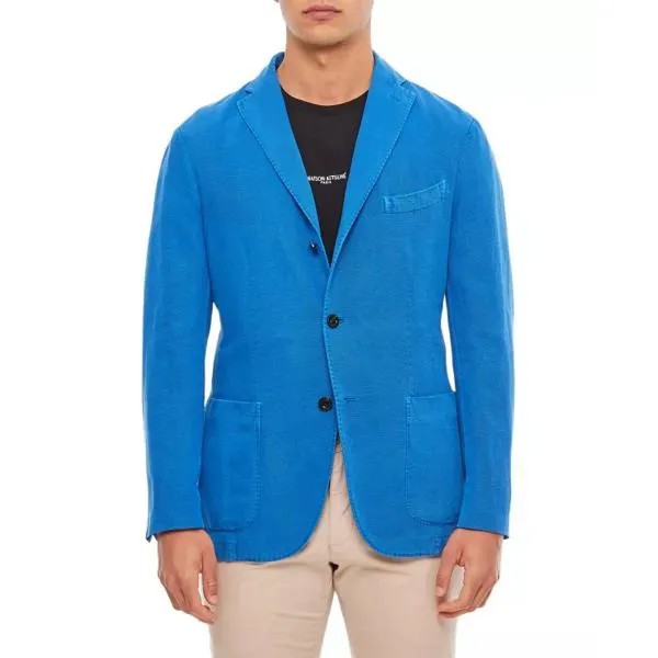 Куртка single-breasted jacket 2 buttons in cotton canvas Boglioli, синий