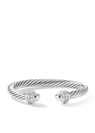 David Yurman серебряный браслет-кафф Cable с бриллиантами