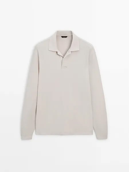 Удобная рубашка поло с длинным рукавом Massimo Dutti, серый
