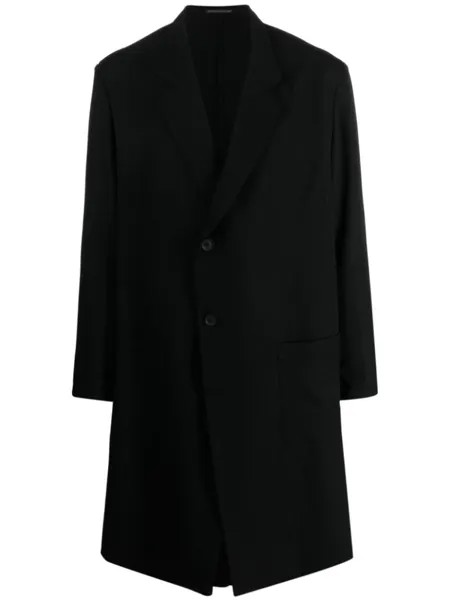 Yohji Yamamoto однобортное пальто с заостренными лацканами, черный