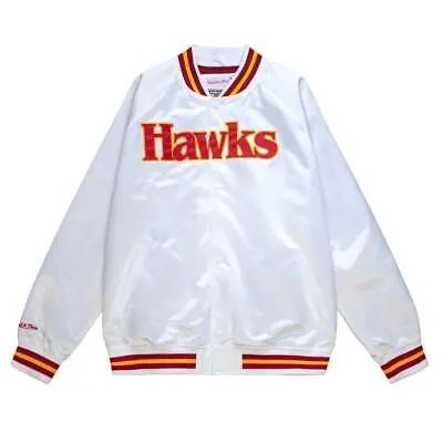 Mitchell - Ness Легкая Атласная Куртка Мужские Белые Пальто Куртки Верхняя Одежда STJK