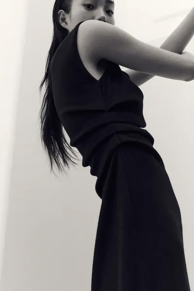 Платье из джерси с драпировкой H&M, черный