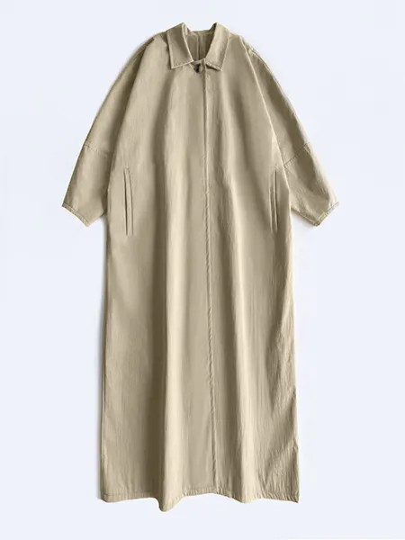 Женский свободный Тренч средней длины, однотонная ветровка на пуговицах с карманами и длинным рукавом, Осень-зима 2022