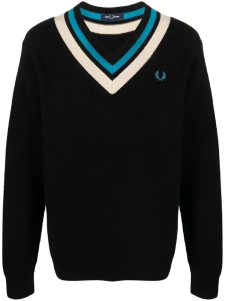 Fred Perry джемпер в рубчик с вышитым логотипом, черный