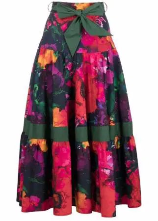 Talbot Runhof юбка А-силуэта с цветочным узором
