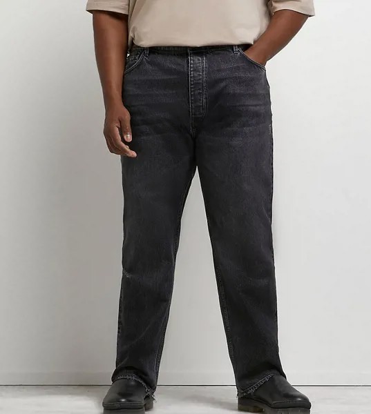 Черные выбеленные мешковатые джинсы River Island Big & Tall-Черный цвет