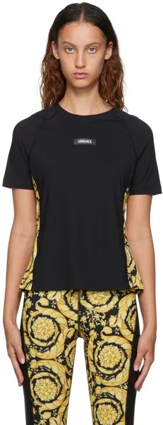 Черно-золотая беговая футболка Barocco Versace Underwear