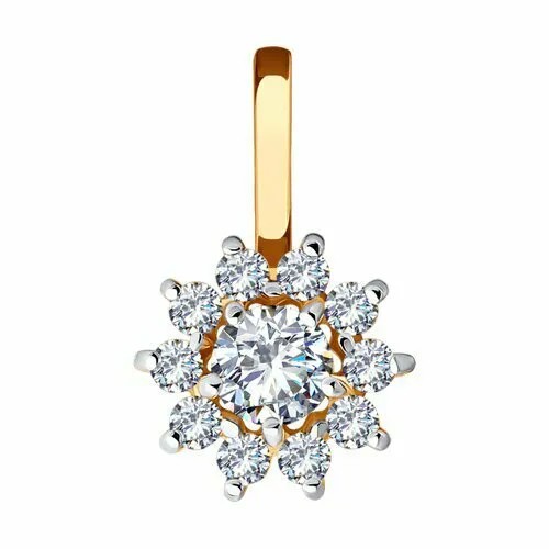 Подвеска GOLD CENTER, красное золото, 585 проба, фианит
