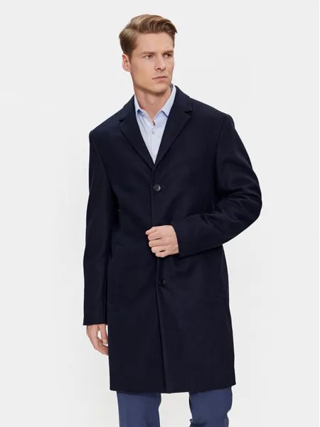 Шерстяное пальто обычного кроя Calvin Klein, синий
