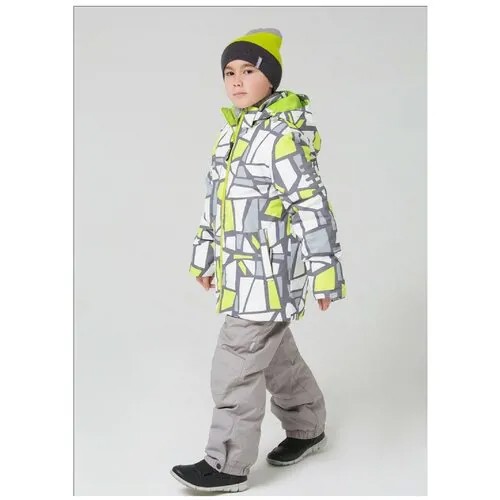 Куртка crockid зимняя, светоотражающие элементы, защита от попадания снега, регулируемый капюшон, ветрозащита, капюшон, несъемный капюшон, подкладка, размер 104-110, мультиколор
