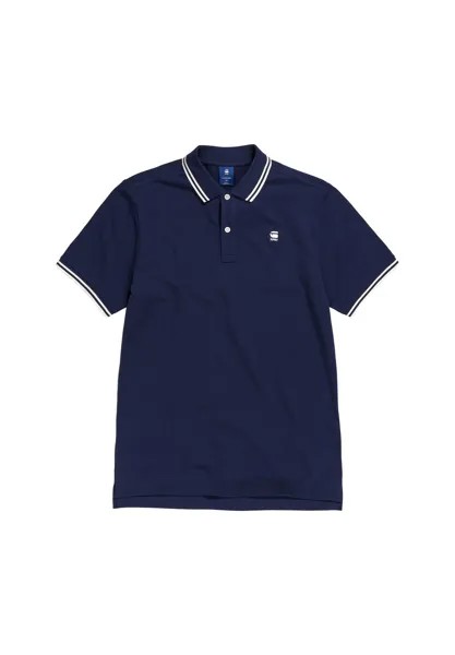 Мужская рубашка-поло - Dunda Slim Stripe Polo, планка на пуговицах, натуральный хлопок G-STAR RAW, темно-синий